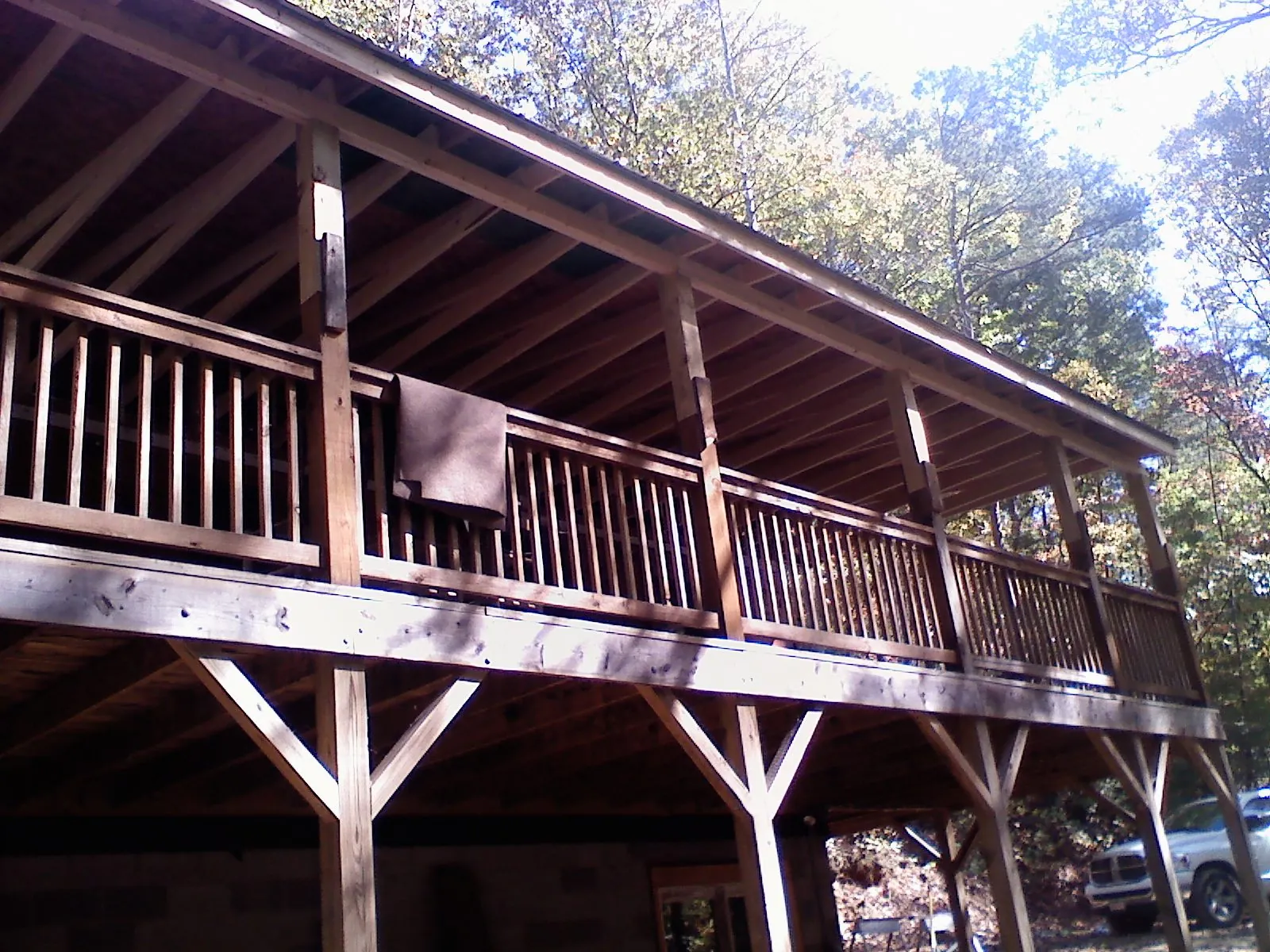 Timber framing under a new elevated porch and deck — Roof Leak Repair in Hagerstown by Roofing Brothers